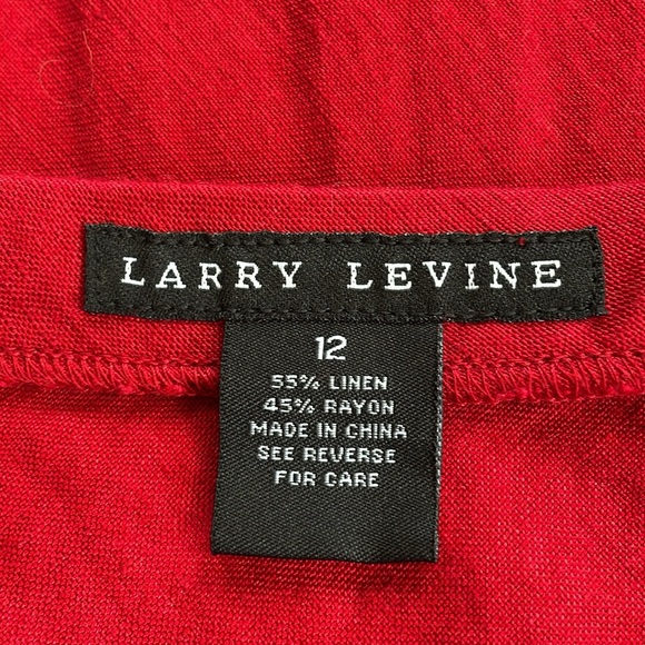 Larry Levine red linen blend asymmetrical long skirt - Picture 10 of 10